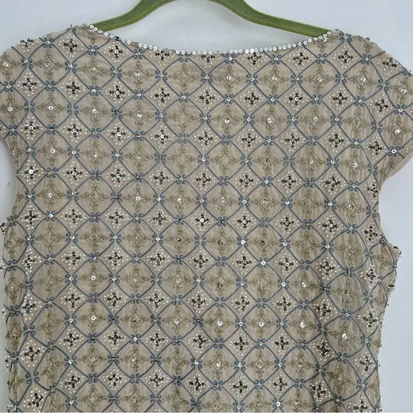 Talbots silk beaded brocade, lined, 12, sequins‎ short sleeved dressy formal top - Picture 3 of 11